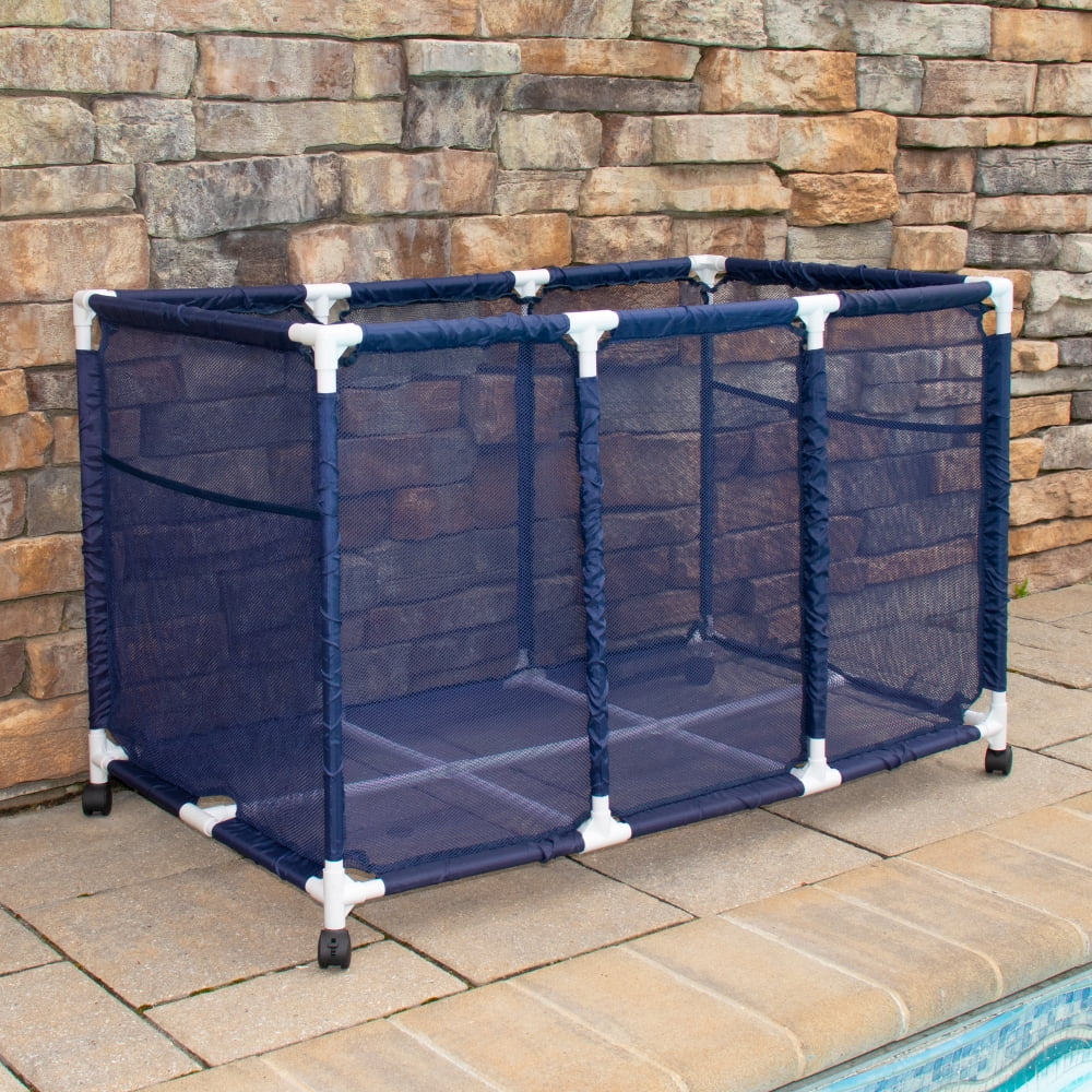 Balls 25" Kids Organizer L Floats Blue 563009 Pool / 28" Toys, and Rolling Equipment H), Height, Storage Holder, x Mesh Bin, White Large, Style Noodles W (43" x