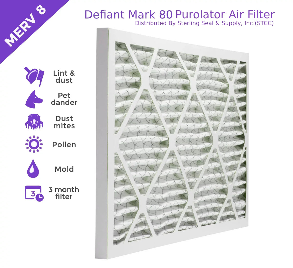 Surface MERV Purolator Extended DMK80 (6 Pack) Mechanical Pleated 18x25x1, 8, Filter, Air