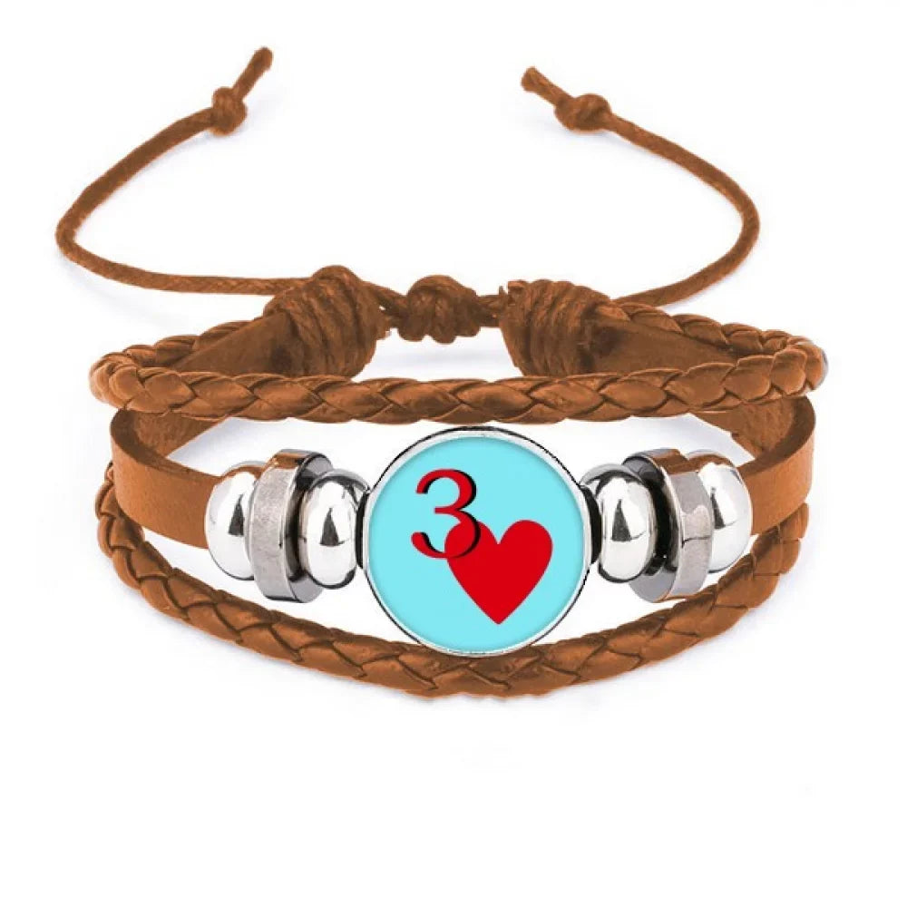 Jupiter Wristband Heart 3 Poker Leather Ornament Love Jewelry Bracelet