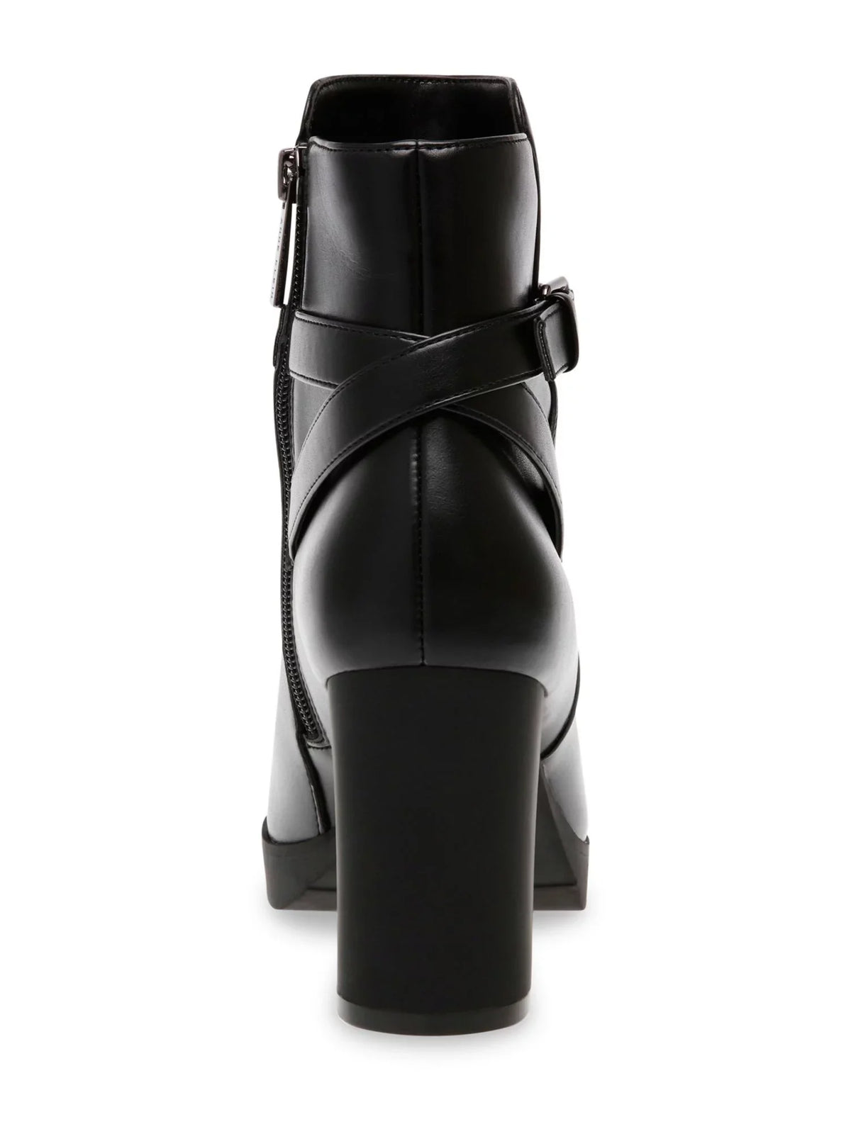 6 Zip-Up Buckle ANNE Heel Dress M Cushioned Block Black Booties Womens Accent Heidi Toe KLEIN Round