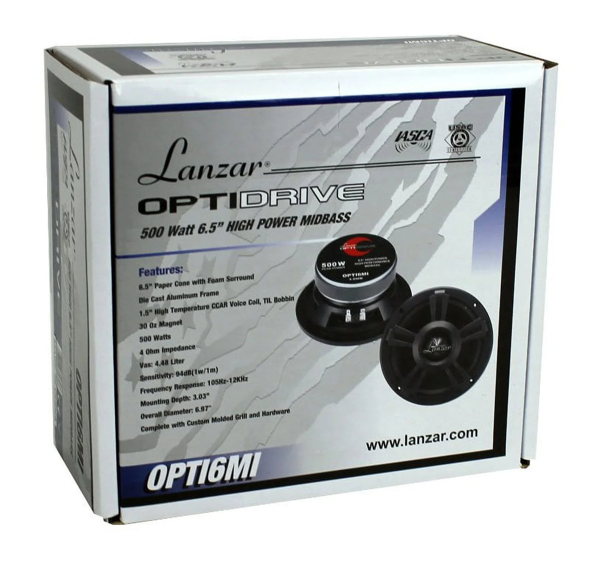 OPTI6MI Audio Range Stereo Mid bass 6.5" Speaker 500W Mid Car LANZAR