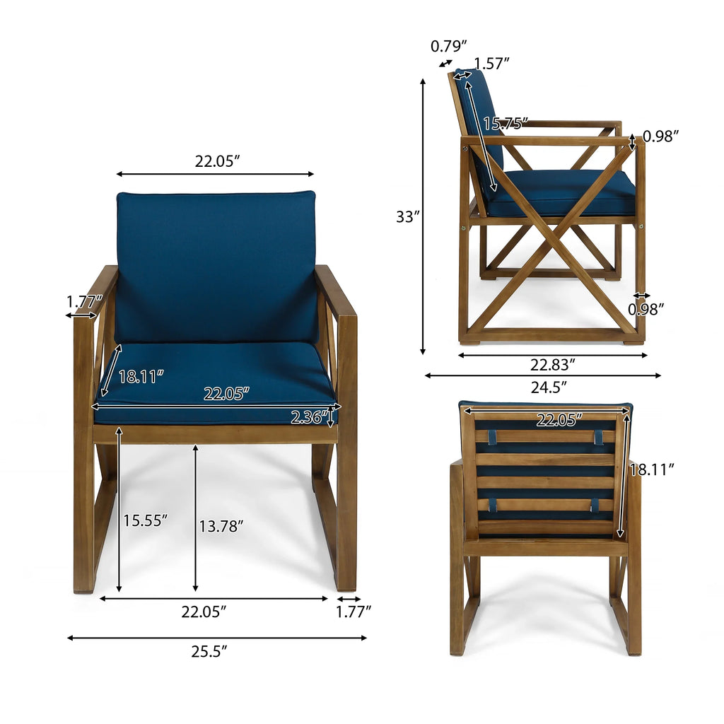 Dark GDF Wood 4 Acacia and Chat Set Cushions, Teal Studio Outdoor with Brown Seater Arcadia