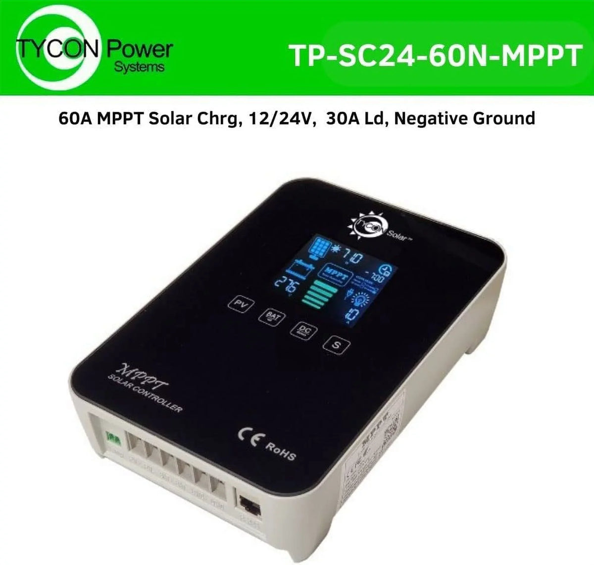 MPPT Systems 12-24V Controller 30A TP-SC24-60N-MPPT Solar Tycon Charge