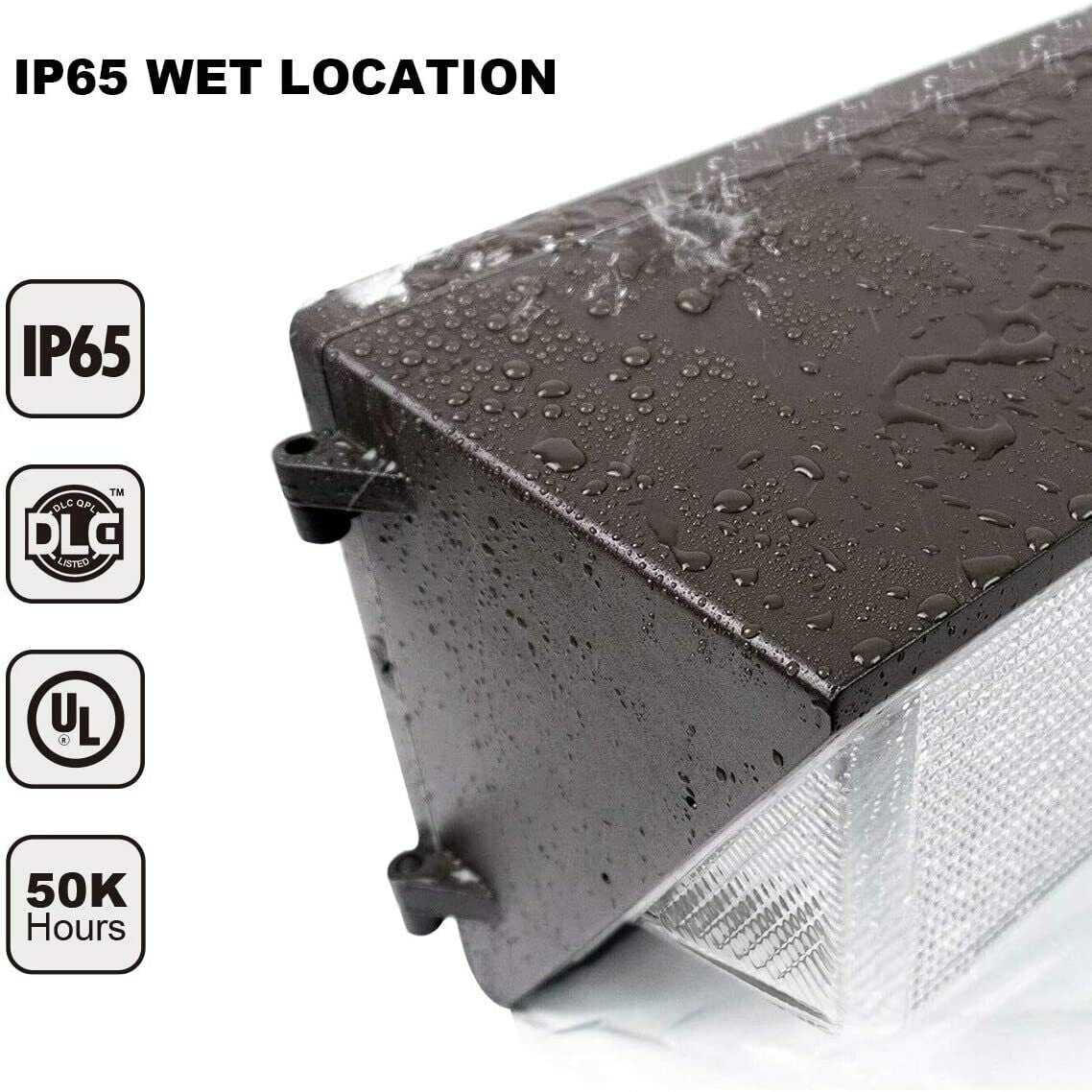100-277VAC, LED 5000K, Outdoor Wall Weather 40W Light, Pack 5000 Lumens, Resistant, , UL/DLC Antec IP65