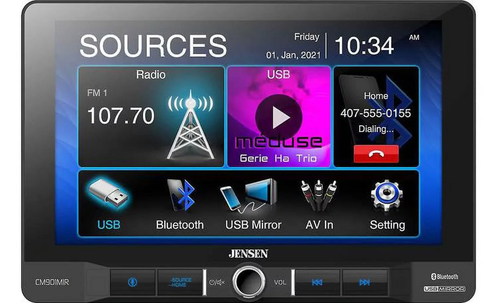 USB Receiver CM901MIR Smartphones Mirroring Android and Mechless with 9 for Bluetooth Screen Multimedia Jensen and Apple inch