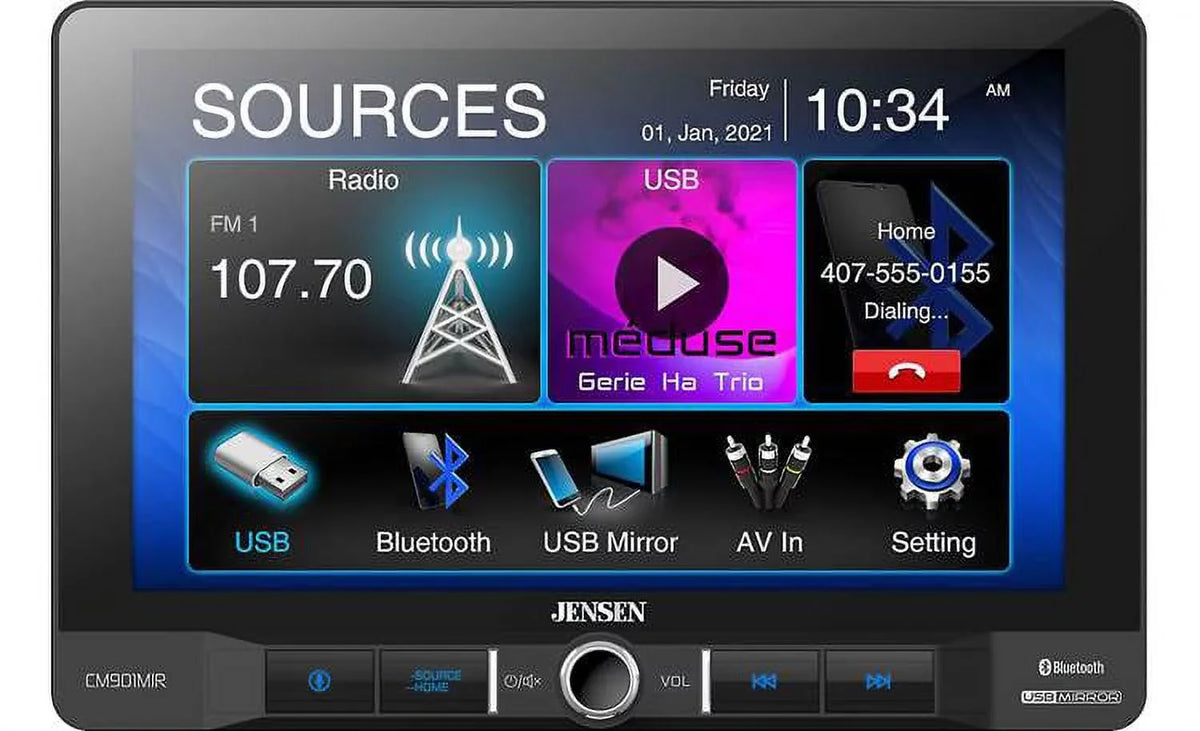USB Receiver CM901MIR Smartphones Mirroring Android and Mechless with 9 for Bluetooth Screen Multimedia Jensen and Apple inch