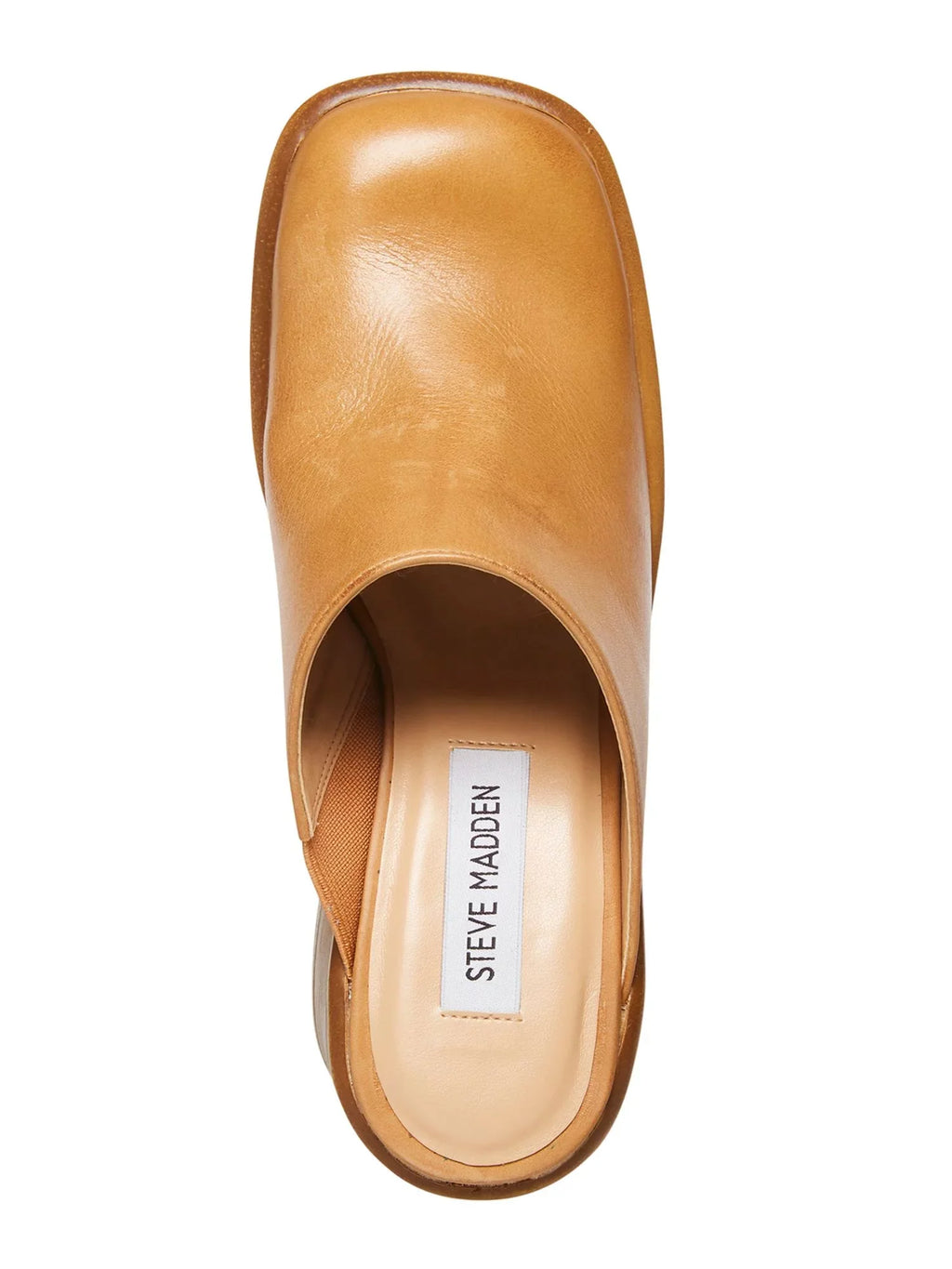 Goring Flirtie 1" STEVE Platform Womens On M Square Block Shoes Heel Slip Clogs Leather Brown Padded 8.5 Toe MADDEN