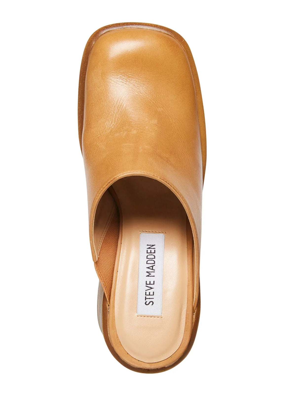 Goring Flirtie 1" STEVE Platform Womens On M Square Block Shoes Heel Slip Clogs Leather Brown Padded 8.5 Toe MADDEN