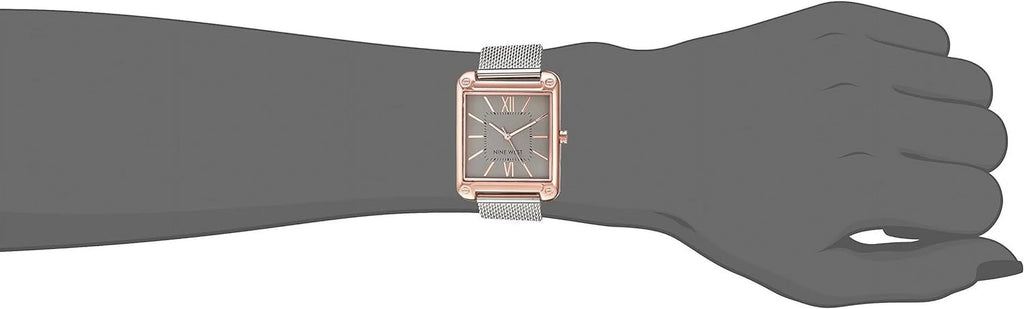 bracelet and nine silver-tone watch west gold-tone mesh women's rose