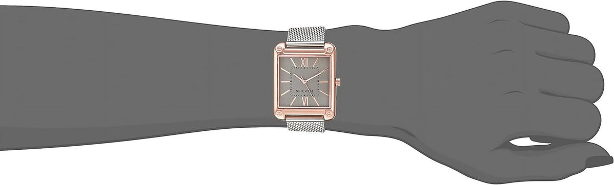 bracelet and nine silver-tone watch west gold-tone mesh women's rose