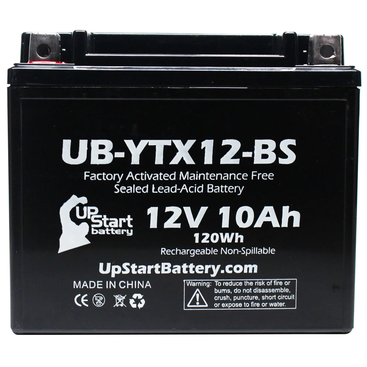 12V, Replacement 2003 1000 Battery Factory Battery Motorcycle CC UB-YTX12-BS UpStart Free, Maintenance 10Ah, GSX-R1000 for - Suzuki 3-Pack Activated,