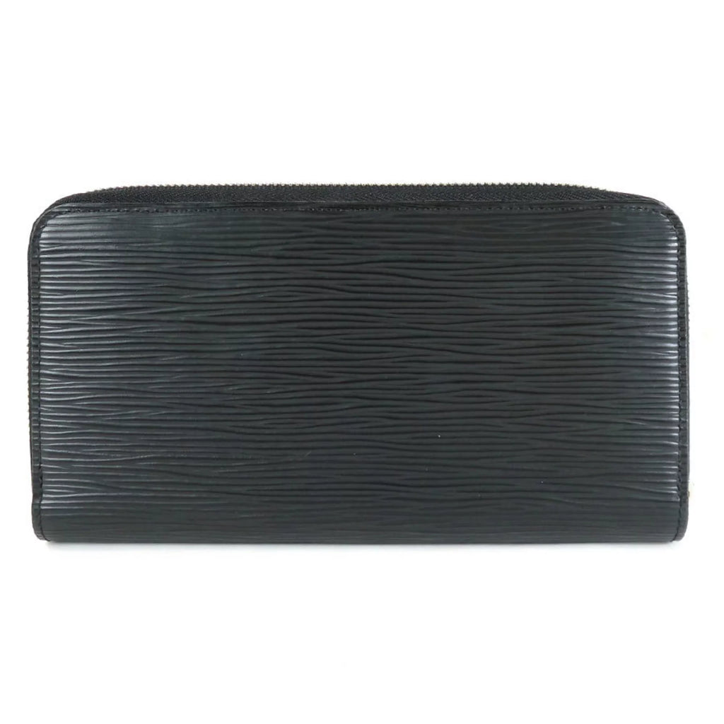 Pre-Owned Round VUITTON (Good) Leather Louis Vuitton LOUIS Zipper Long Zippy Wallet Silver Unisex Epi Black