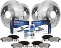 Rotors Ceramic Tahoe Disc 12'' Front Rotors for Silverado Drilled 12.78'' GMC Axle Safari Astro Brake Kit Yukon Replacement Brake Detroit 1500 and Slotted Brakes Pads: Chevy Sierra Rear -