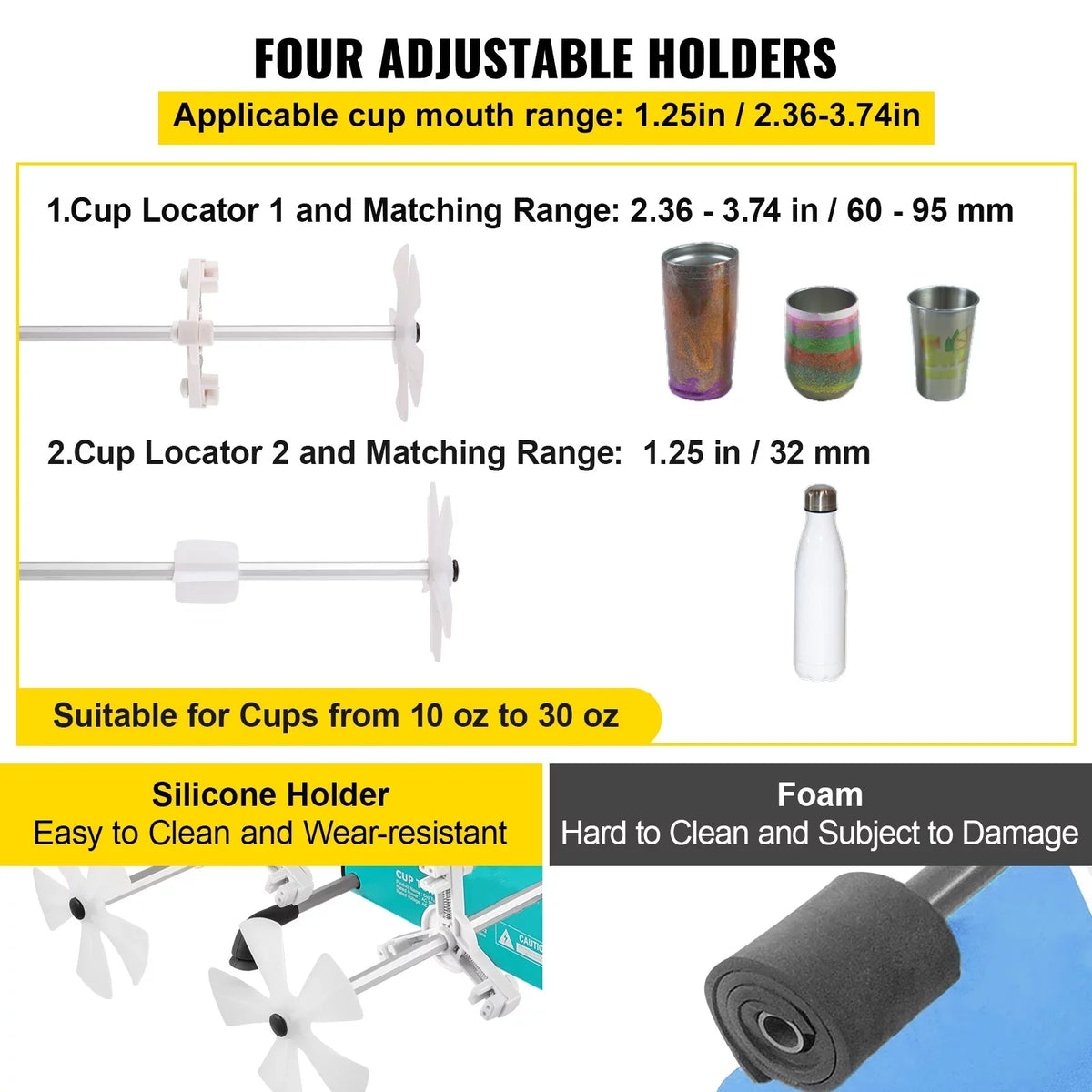 for Kit with Adjustable Machine Tumbler, Rotator Glitter 4 Cup 4 for Turner Independent Tumbler Speeds Removable 2 Crafts Arms, Multiple and Motor, Epoxy Mute 4 Crafts BENTISM Spinner DIY Switches