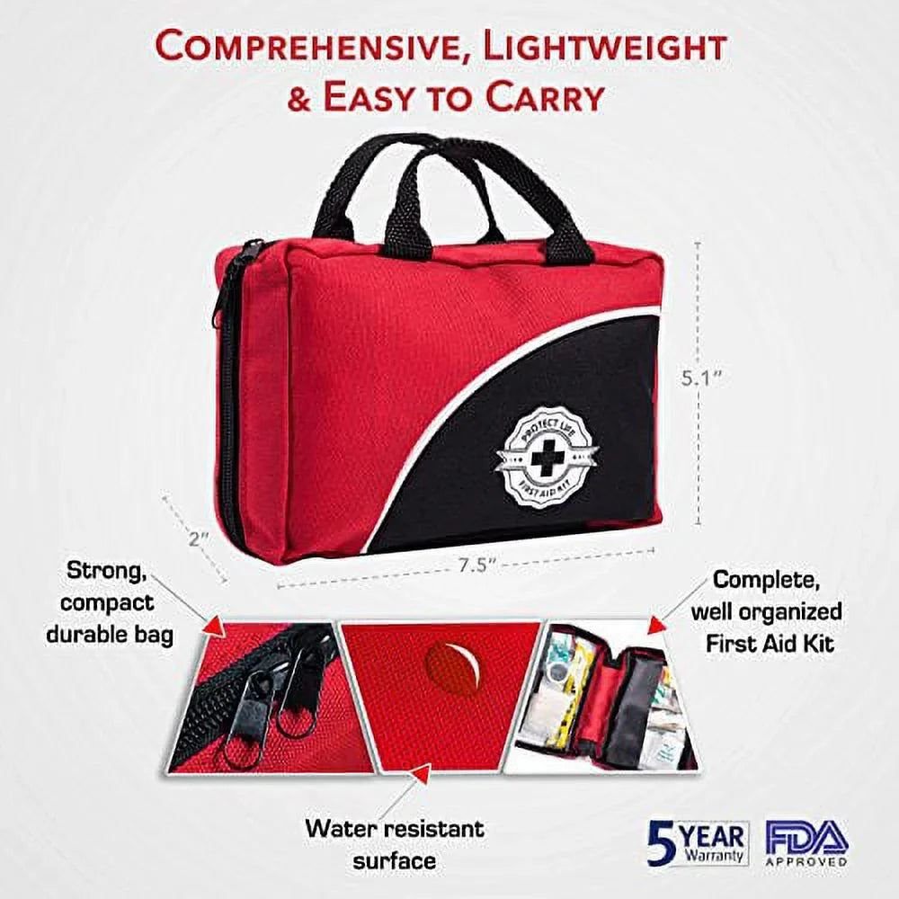 Sports, Bag Complete 160 with Aid Piece Supplies - Emergency Car, Medical First - stocked Camping, Kit Fully Travel, Survival | for Home, Office,