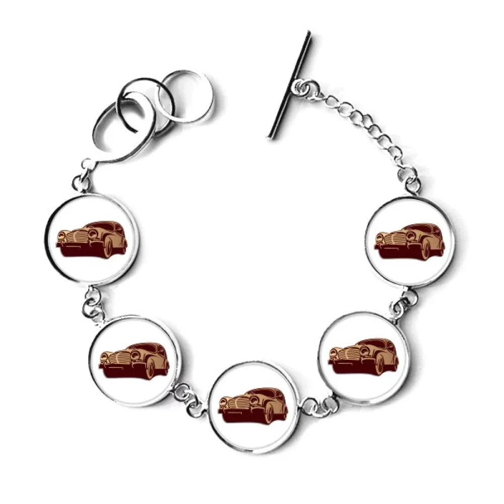 Classic Charm Red Outline Chain Bangle Pattern Jewelry Cars Bracelet Deep