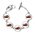 Classic Charm Red Outline Chain Bangle Pattern Jewelry Cars Bracelet Deep