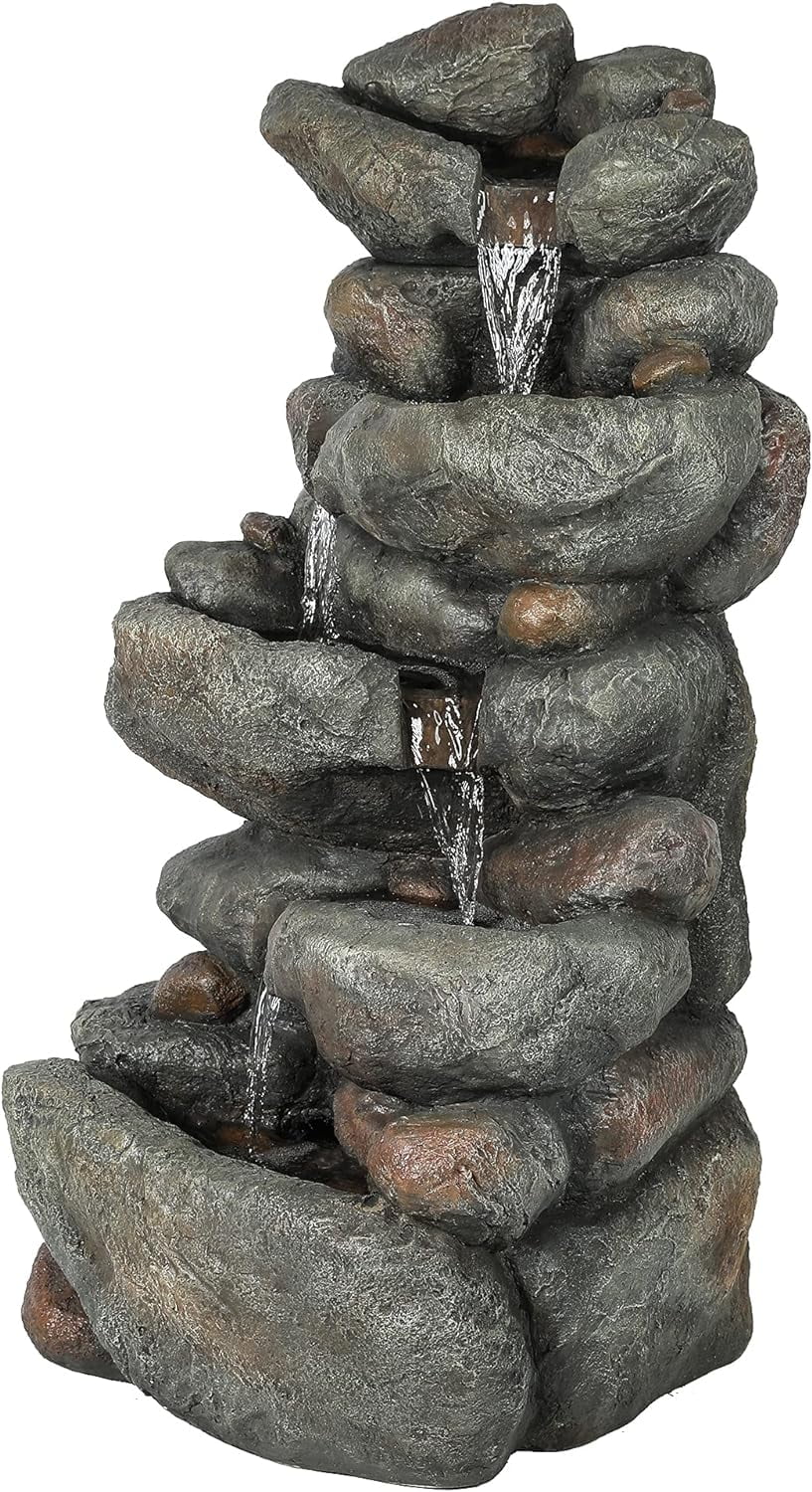 Fountain Garden Courtyard Outdoor Cascading Rock Floor For 4 Fountain Fountain, Waterfall Layer Backyard Decorative Resin Stacked
