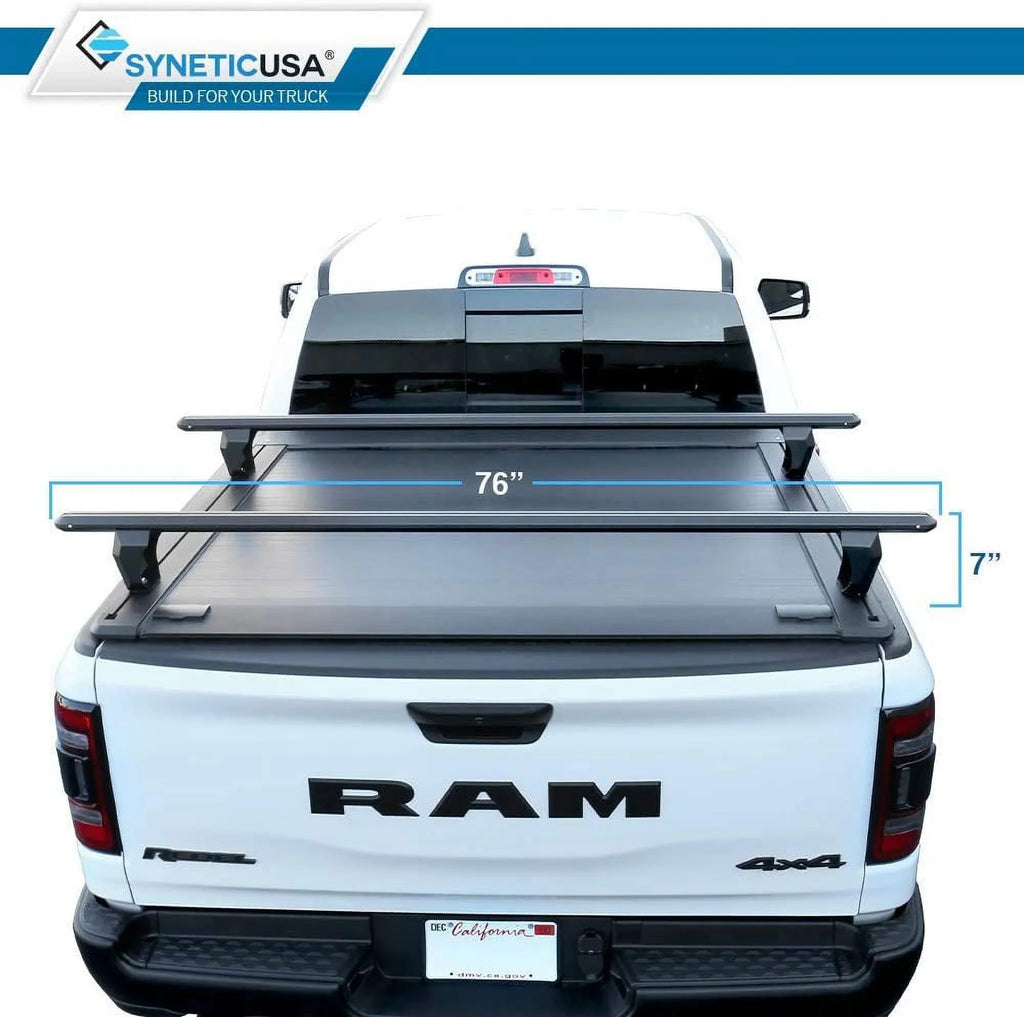 Cross Syneticusa Tonneau with Aluminum Matte Waterproof (67.4”) Fits Low Cover 2019-2022 Hard Retractable Off Bars Ram 1500 Black 5'7" Bed Profile Road