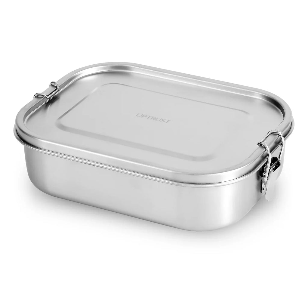 Bento Container Lunch Leak Proof 5-Compartment UPTRUST Bento Steel Food Lockable Clips Adults Box to for Stainless or Lunch 1400ML Large Kids Container, Metal Box with