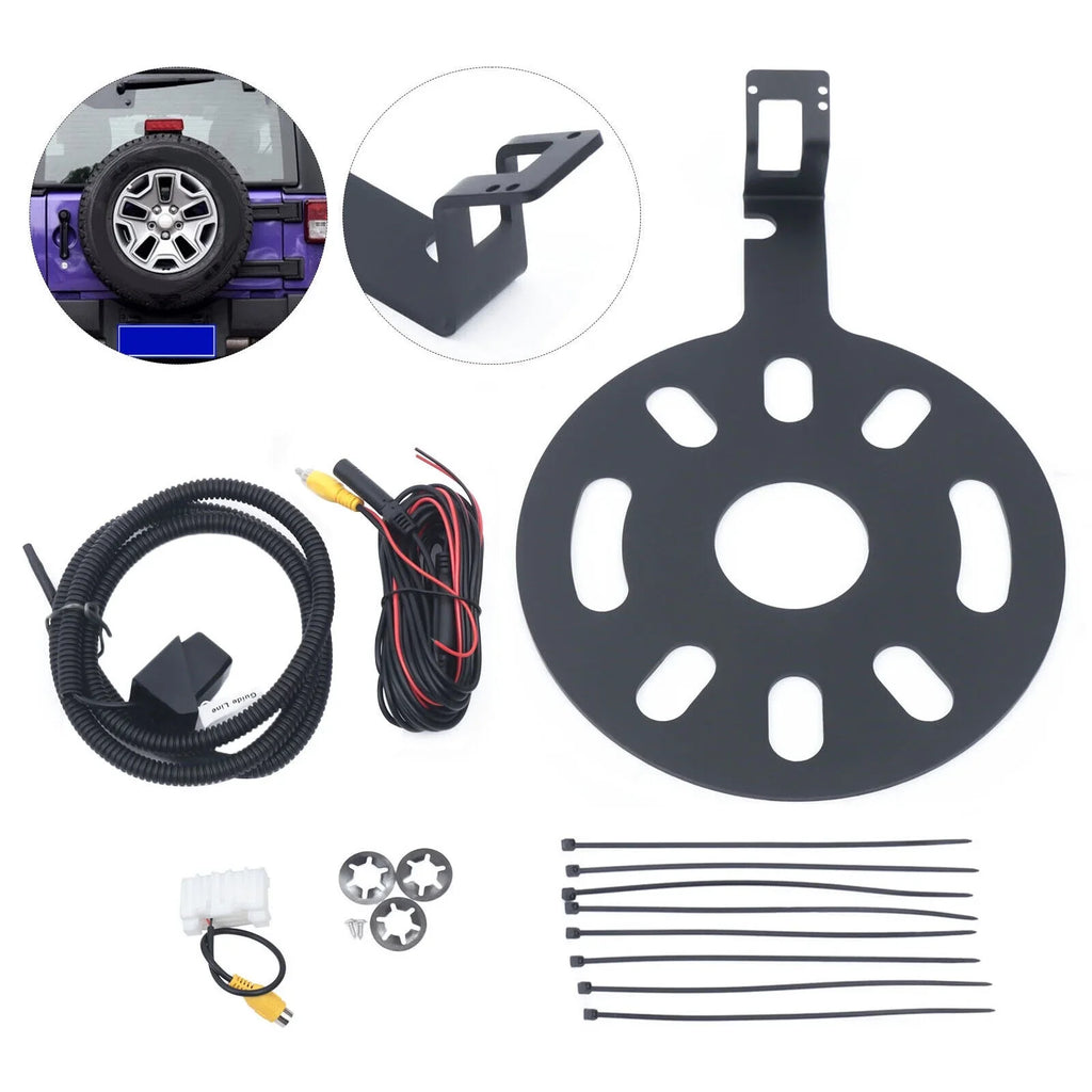 170° Camera View JK ZhdnBhnos for 2007-2017 Spare Wrangler Mount Jeep Backup Bracket Tire Kit Rear