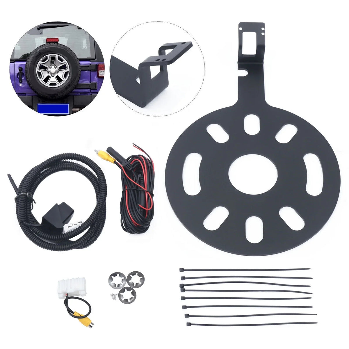 170° Camera View JK ZhdnBhnos for 2007-2017 Spare Wrangler Mount Jeep Backup Bracket Tire Kit Rear
