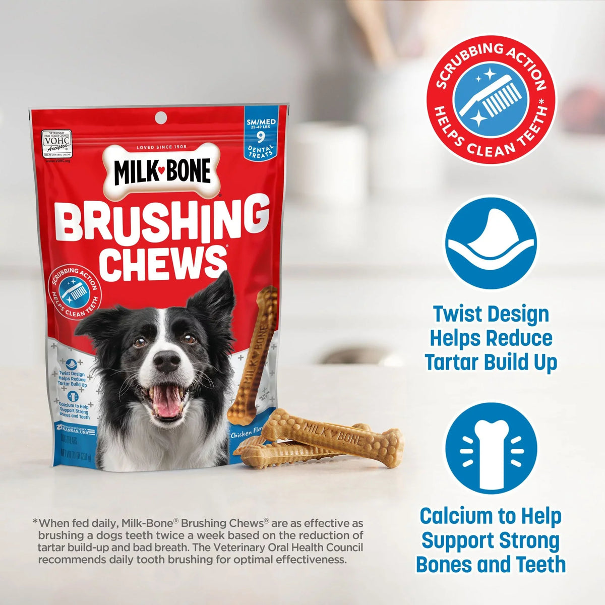 25 Daily Dog Oz. Brushing Small/Medium, Bones 19.6 Bag, Per Milk-Bone Treats, Dental Bag Chews