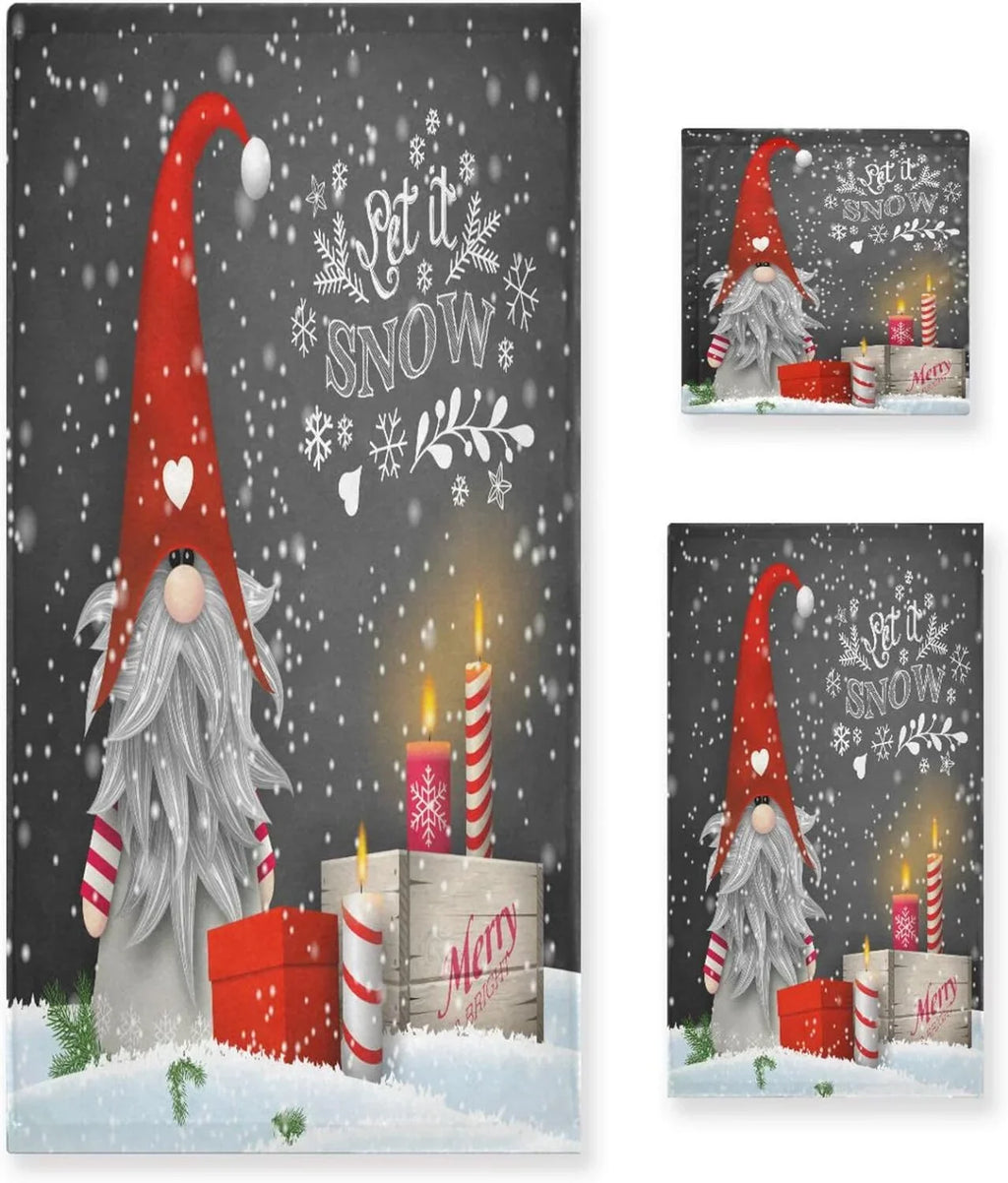 Towels Hotel Bath Towel, 3, and Washcloth Soft Christmas Bathroom Hand Gym Set Wellsay Towel for Absorbent Spa Towel Gnome with Highly of