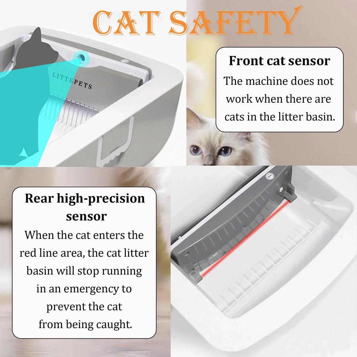 Self Removal No Anti-pinch Scooping Cat Smart Suhaco Intelligent Hood Automatic Control with Litter Litter Cleaning Box APP Litter & Mat Odor Box Sensing