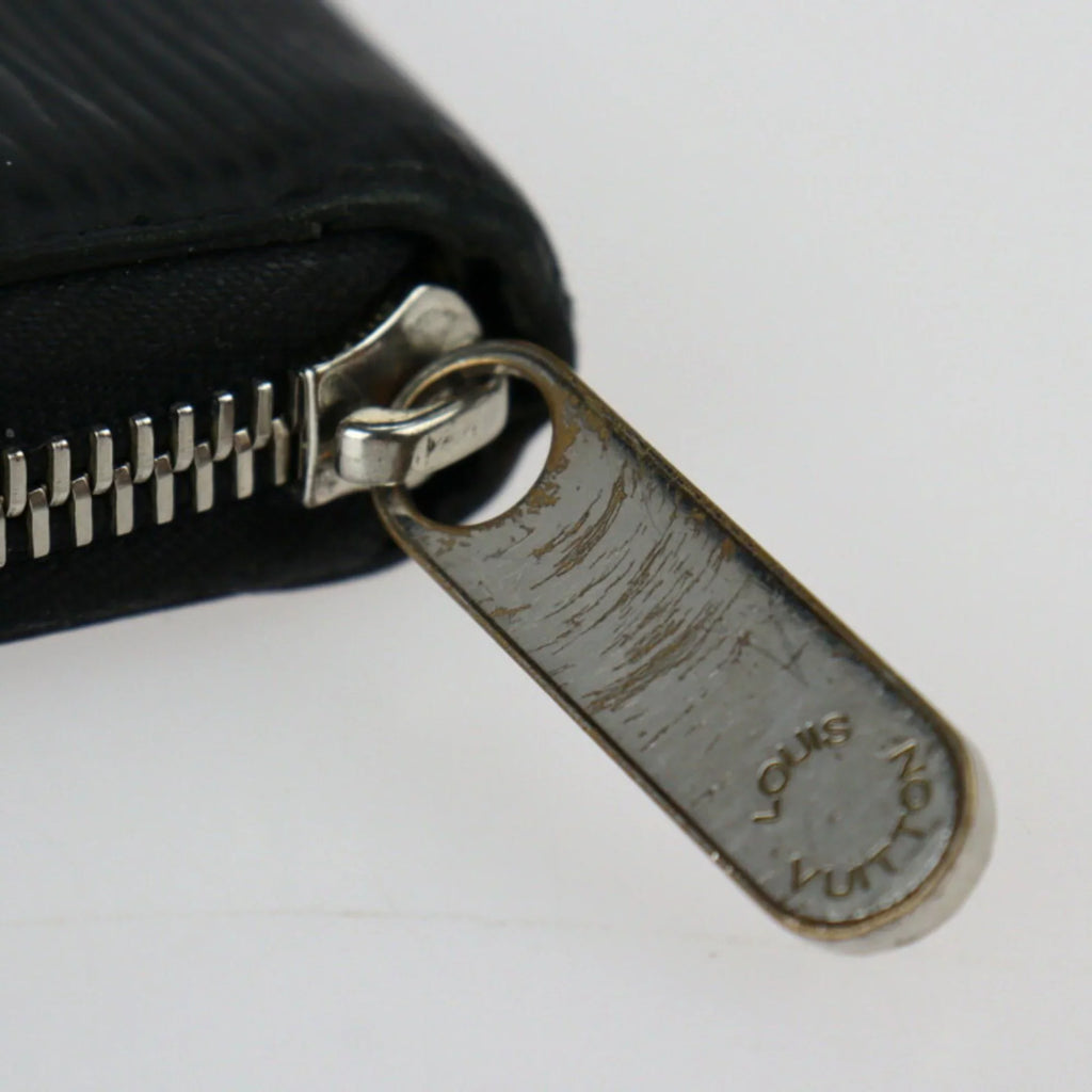 Long Louis Zippy Round Vuitton M61857 VUITTON Black Pre-Owned Leather Wallet Hardware Zipper Silver (Good) LOUIS Epi