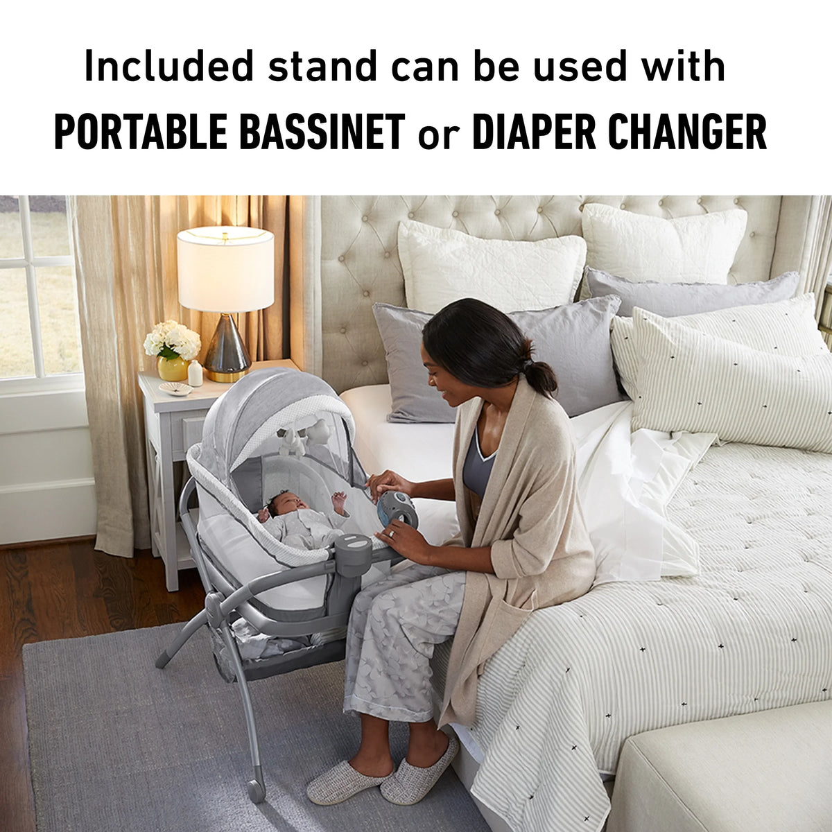 Play Flat Playard,Grey, Deluxe Pack Unisex Bassinet 'n Graco Day2Dream