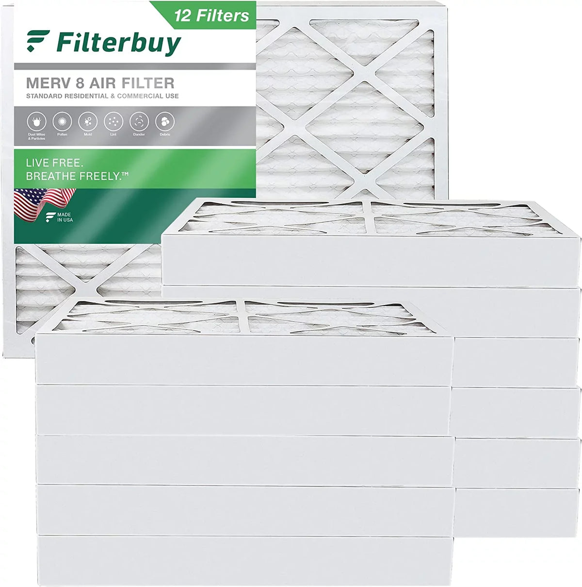 8 HVAC Filterbuy (12-Pack) Air Filters Furnace 10x16x4 MERV AC Pleated