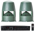 (2) 70v Speakers+Amplifier 85M Outdoor JBL Commercial Landscape CONTROL 5.25"