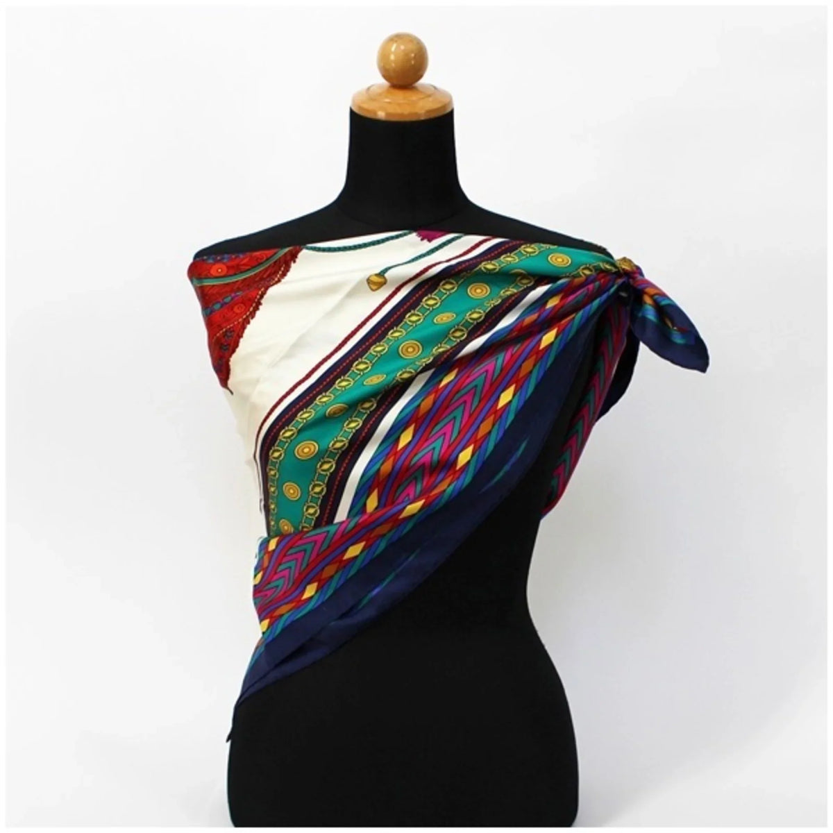 | Silk Ladies Muffler Pre-Owned x White Celine CELINE Scarf Navy (Good)