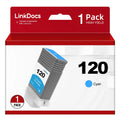 Canon and TM-300 Printer Cartridges Cyan (130ml) IPF TM-200 PFI-120 for Canon GP-300 PFI120 PFI-120C GP-200 LinkDocs Work for PFI120 Compatible TM-205 TM-305 Replacement ImagePROGRAF PFI-120 Ink