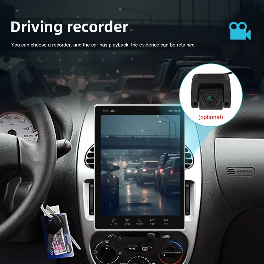 Suppport Camera Stereo 2Din Car 9.5Vertical Bluetooth screen Radio Radio Receiver WIFI Rear GPS FM