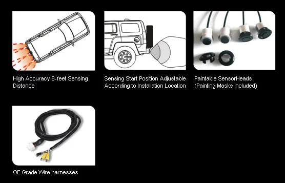 w/ Backup Capability System Car Sensor BL-412PM Video Parking On-Screen Rydeen
