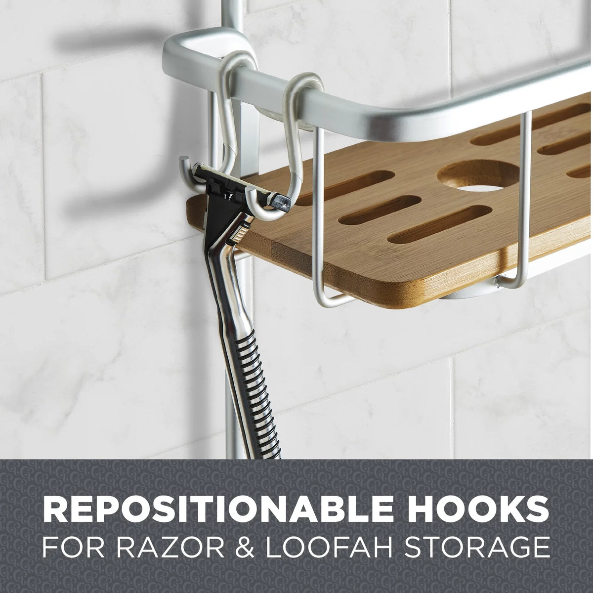 Proof Shelves, Bamboo & Gardens Chrome Rust Shower Homes Caddy Aluminum Better Satin with
