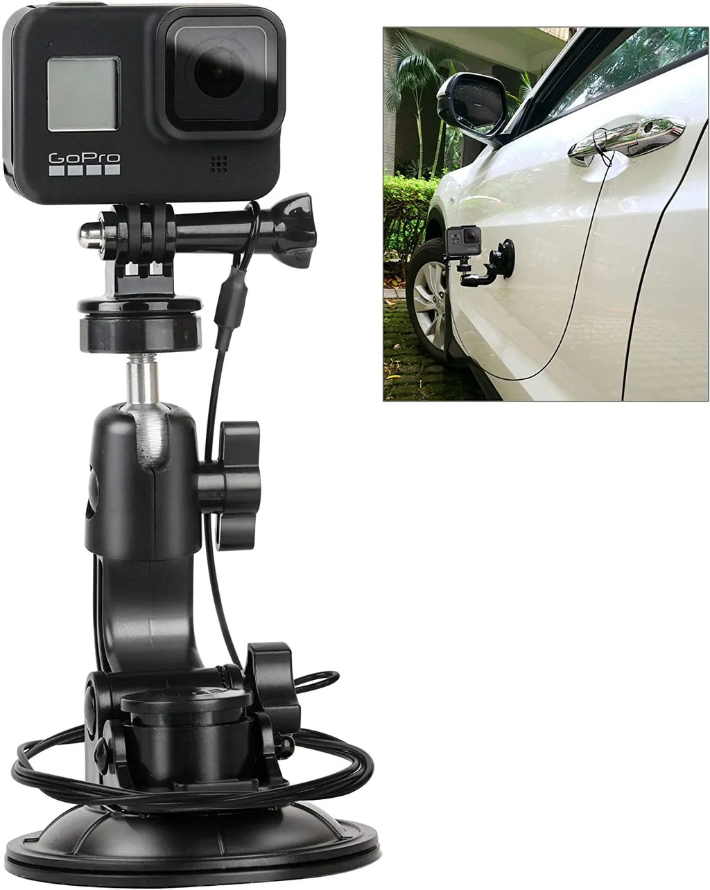 Car Gopro Safety Cup Mount Indoor with Outdoor 8 Tether 3+ Adapter 9 4 Stand Tripod 5 3 for 2 6 Session Suction 7 Hero