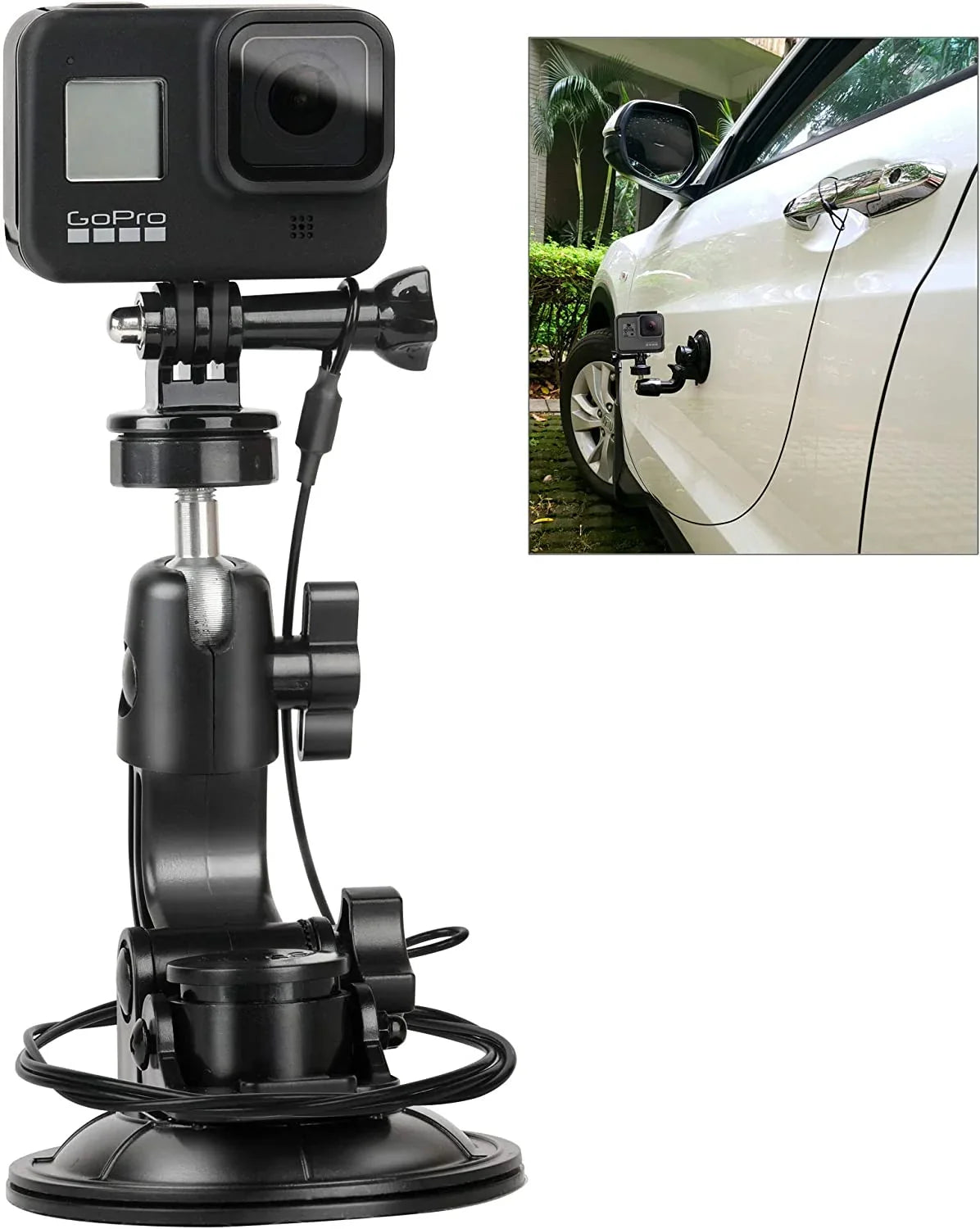 Car Gopro Safety Cup Mount Indoor with Outdoor 8 Tether 3+ Adapter 9 4 Stand Tripod 5 3 for 2 6 Session Suction 7 Hero