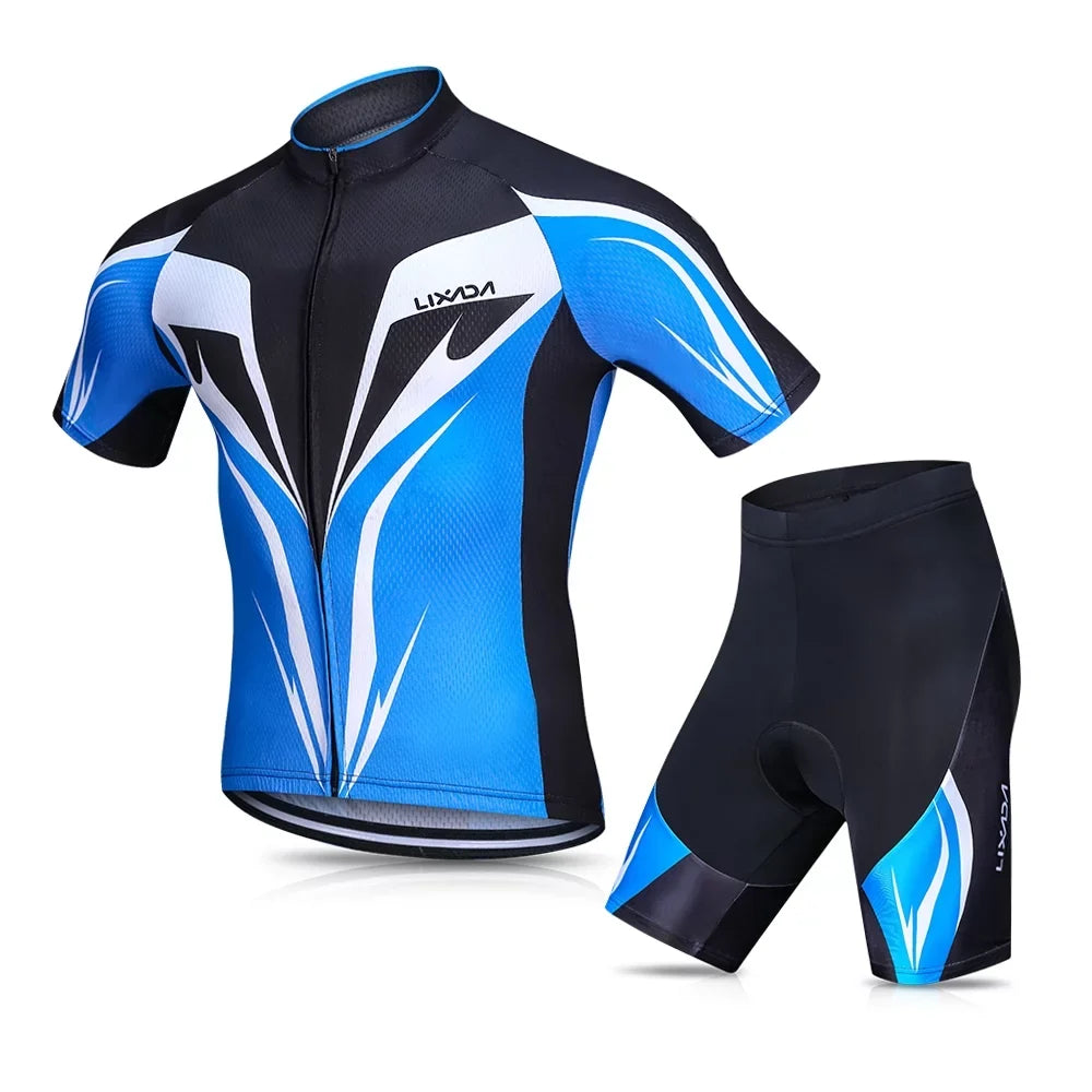 for Breathable Shirt Men, Clothing Jersey Cycling Gel Enhanced Set Set Padded Biking MTB Bike for Shorts, Performance with Quick,Dry Lixada