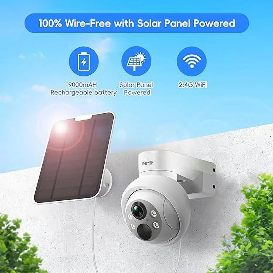 Two-Way Outdoor, Vision, Security With View, Detection, Solar Camera Security Capacity, Battery Waterproof, Full 4MP Night 9000mAh IP66 HD Talk Color Camera Motion WiFi 360° PIR Wireless