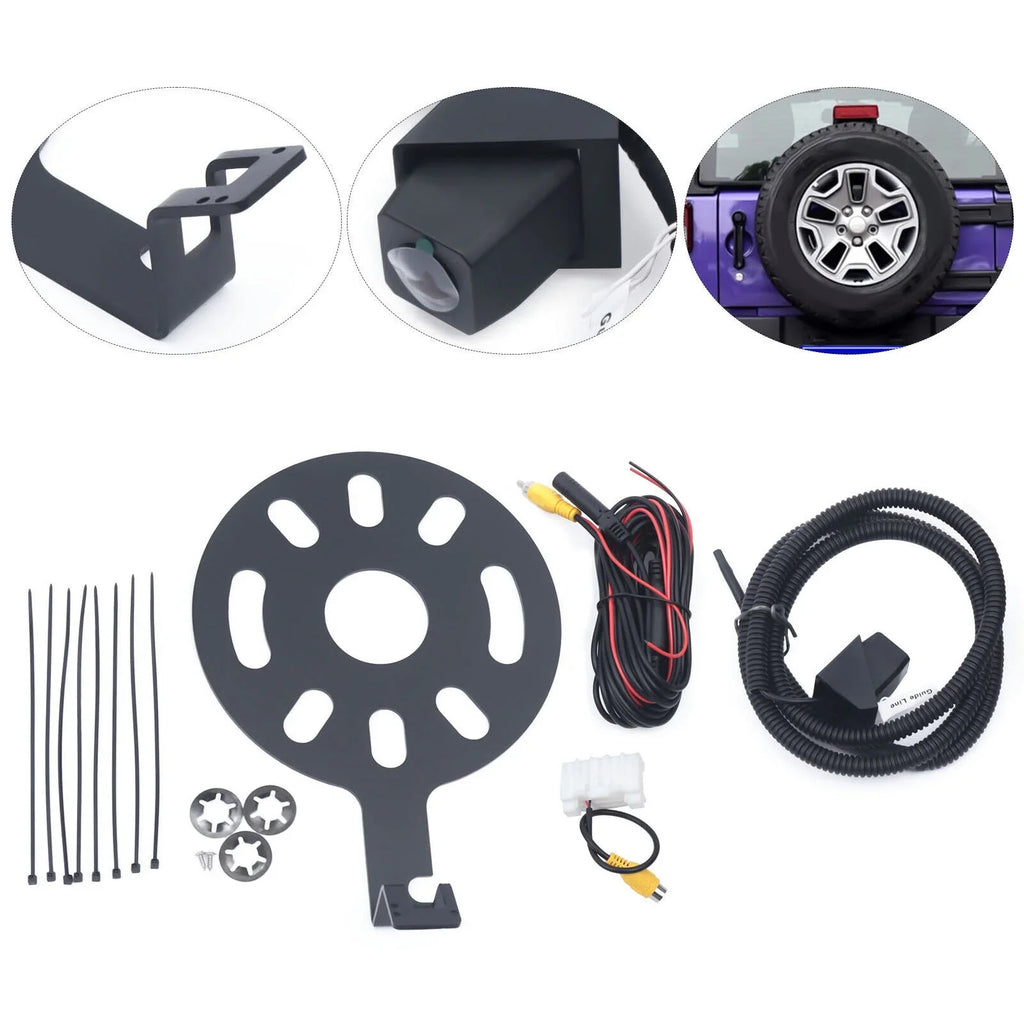 170° Camera View JK ZhdnBhnos for 2007-2017 Spare Wrangler Mount Jeep Backup Bracket Tire Kit Rear