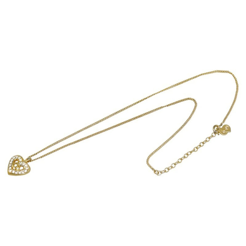 Gold Necklace Women's Dior Rhinestone Christian CD Pre-Owned Plated Heart (Good) Dior