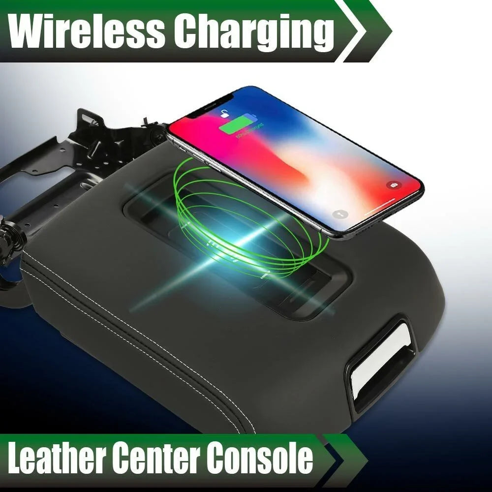 Chevy Wireless Center Console Fit Armrest Lid With Tahoe For 15-20 Charging