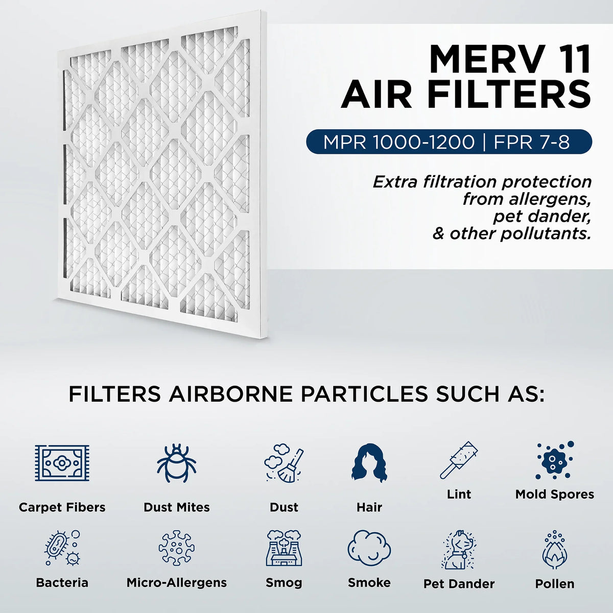 Air 11, of Filters 2" 12. Actual Pleated x Pamlico. Size: MPR 18x20x2 17-1/2 MERV AC x Case Furnace by 19-1/2 1-3/4 1000