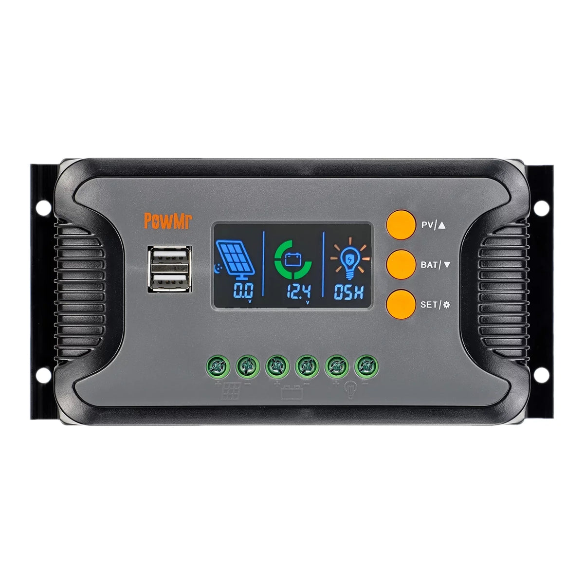 Solar Power Battery Charge 12V-48V Auto Charge PWM LCD Output Detection Solar Charging USB 5V Battery Controller Bulk/Boost/Float Controller Display 30A Dual Controller Vistreck 12V/24V/36V/48V with