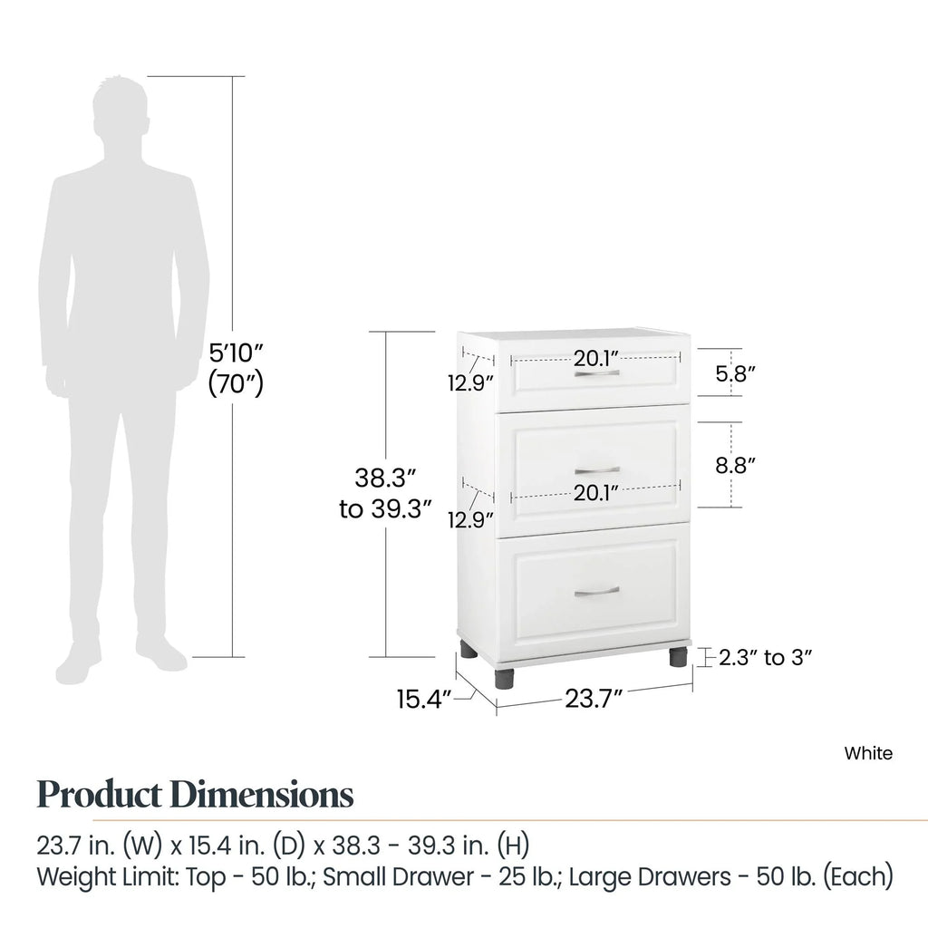 Kendall Garage Cabinet, White Evolution 3 Systembuild Storage 24" Base Drawer