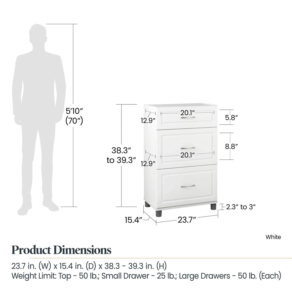 Kendall Garage Cabinet, White Evolution 3 Systembuild Storage 24" Base Drawer