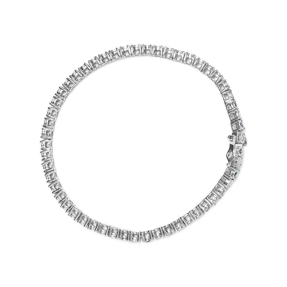 I3 (Green Diamond Clarity) Clasp Tennis cut Box I-J of Cttw Inches Brilliance - Diamond Womens Color, Green Haus Sterling Size and 7" Round 1.0 Treated White Bracelet Silver .925 Alternating with and